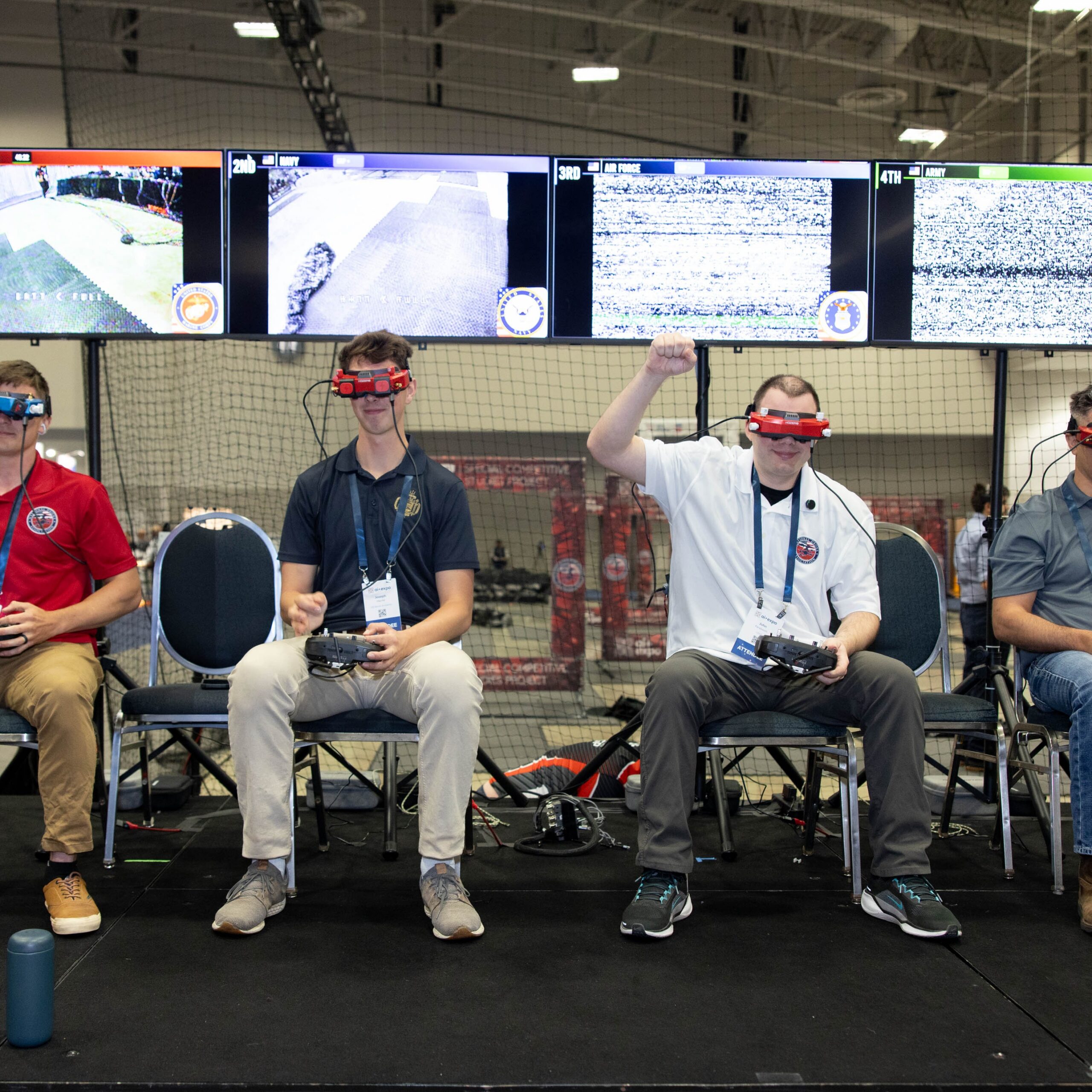 Drone competition pilots at AI+ Expo 2026